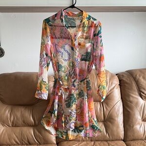 Rose & Olive Vibrant Floral Sheer Coverup
